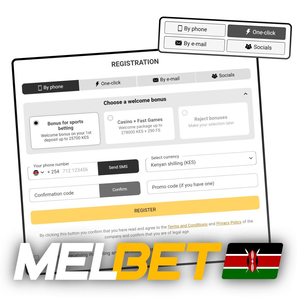 Melbet offers quick and easy registration for Kenyans.