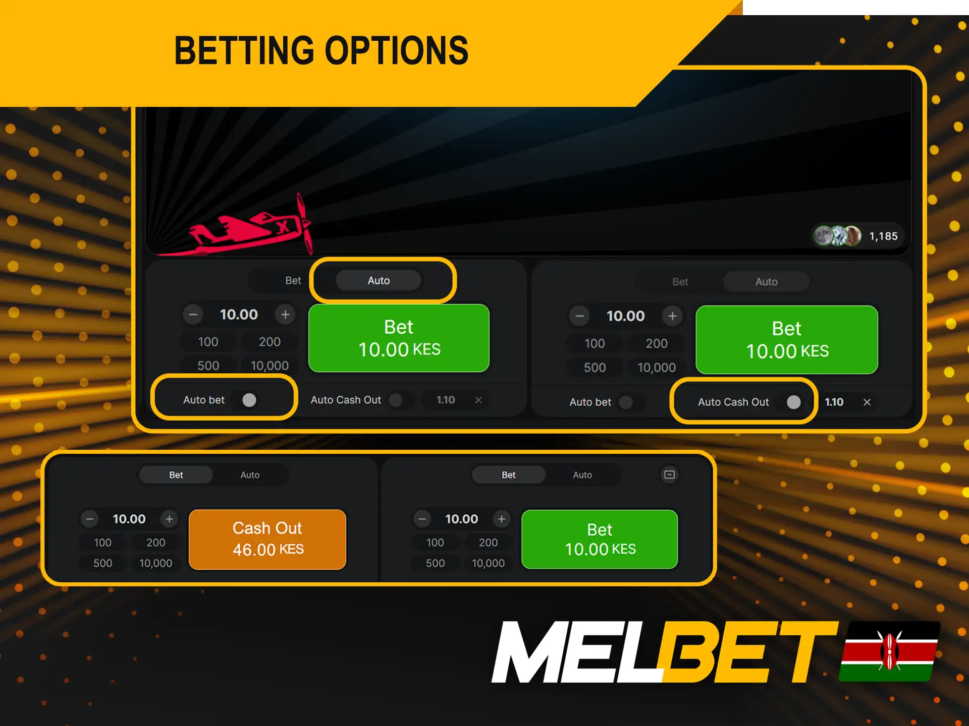 Melbet Aviator offers betting options.