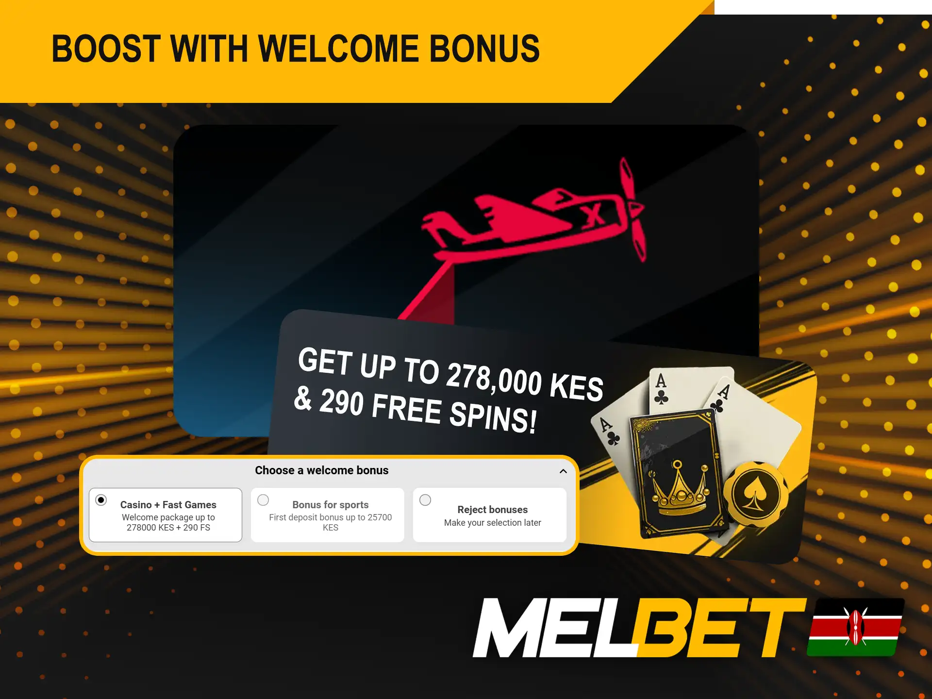 The welcome bonus can be used to play Aviator Melbet.