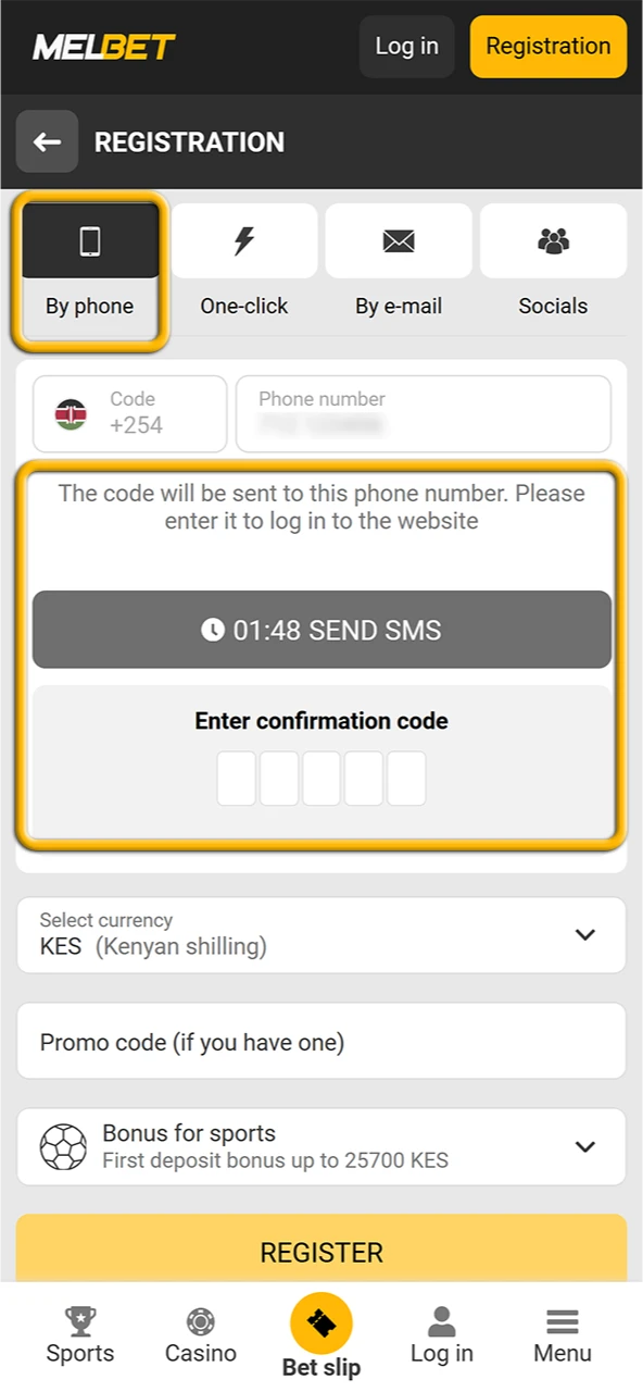 Registration on the official Melbet website by phone to play Aviator.