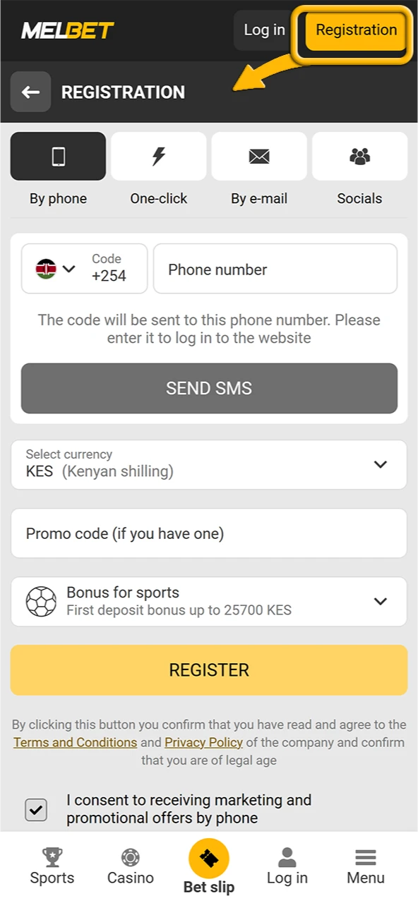 Create account on the official Melbet website to play Aviator.