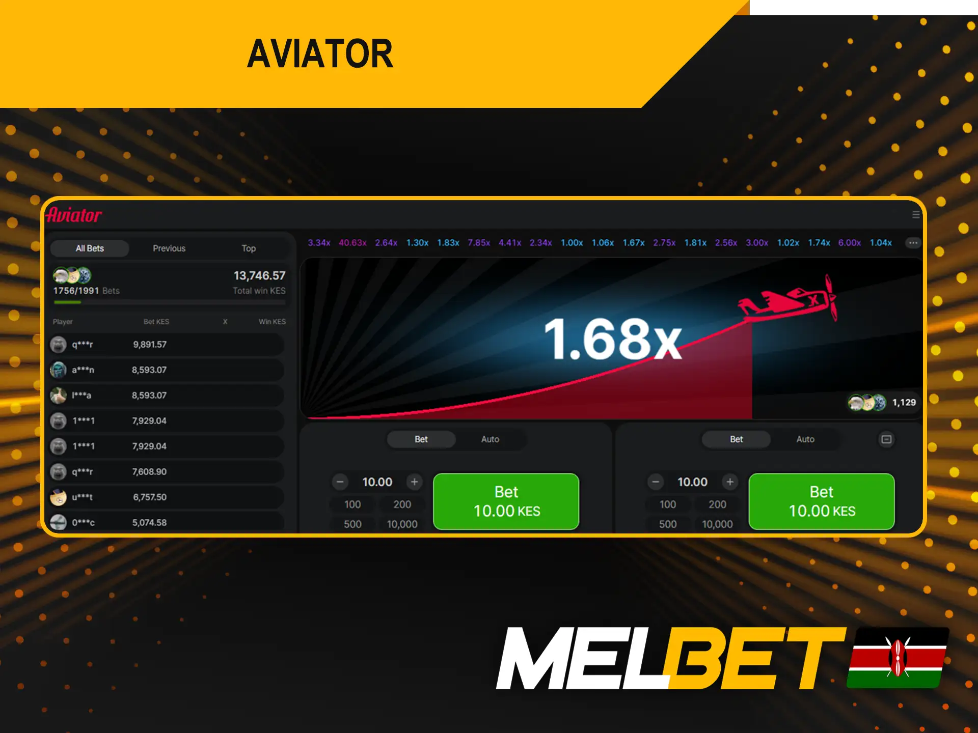 Melbet offers crash game Aviator.