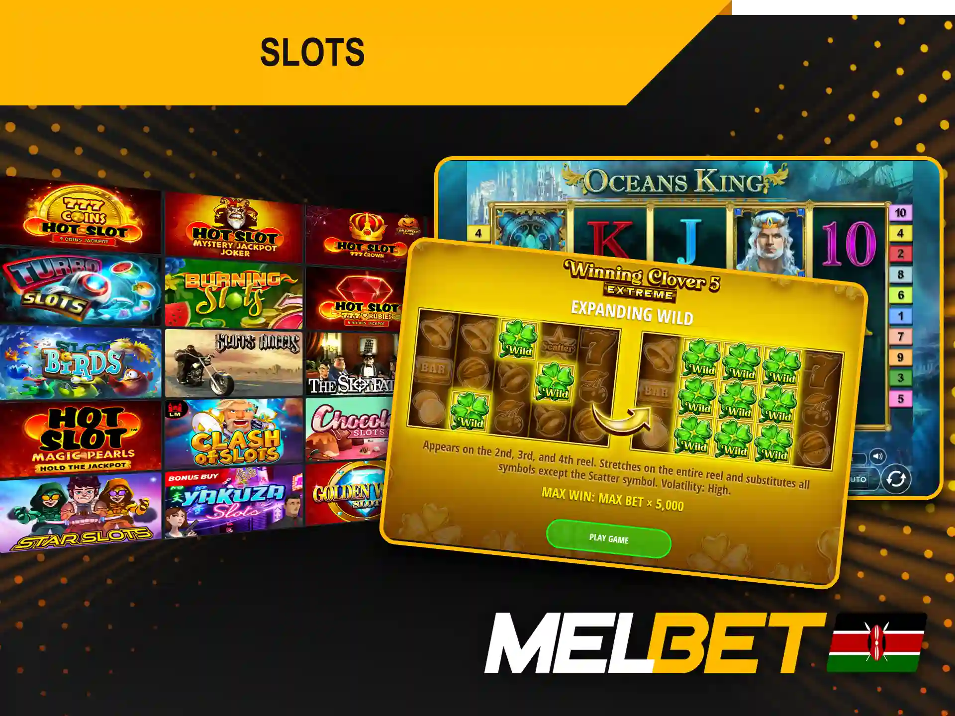 Melbet Casino Kenya offers an extensive collection of slots.