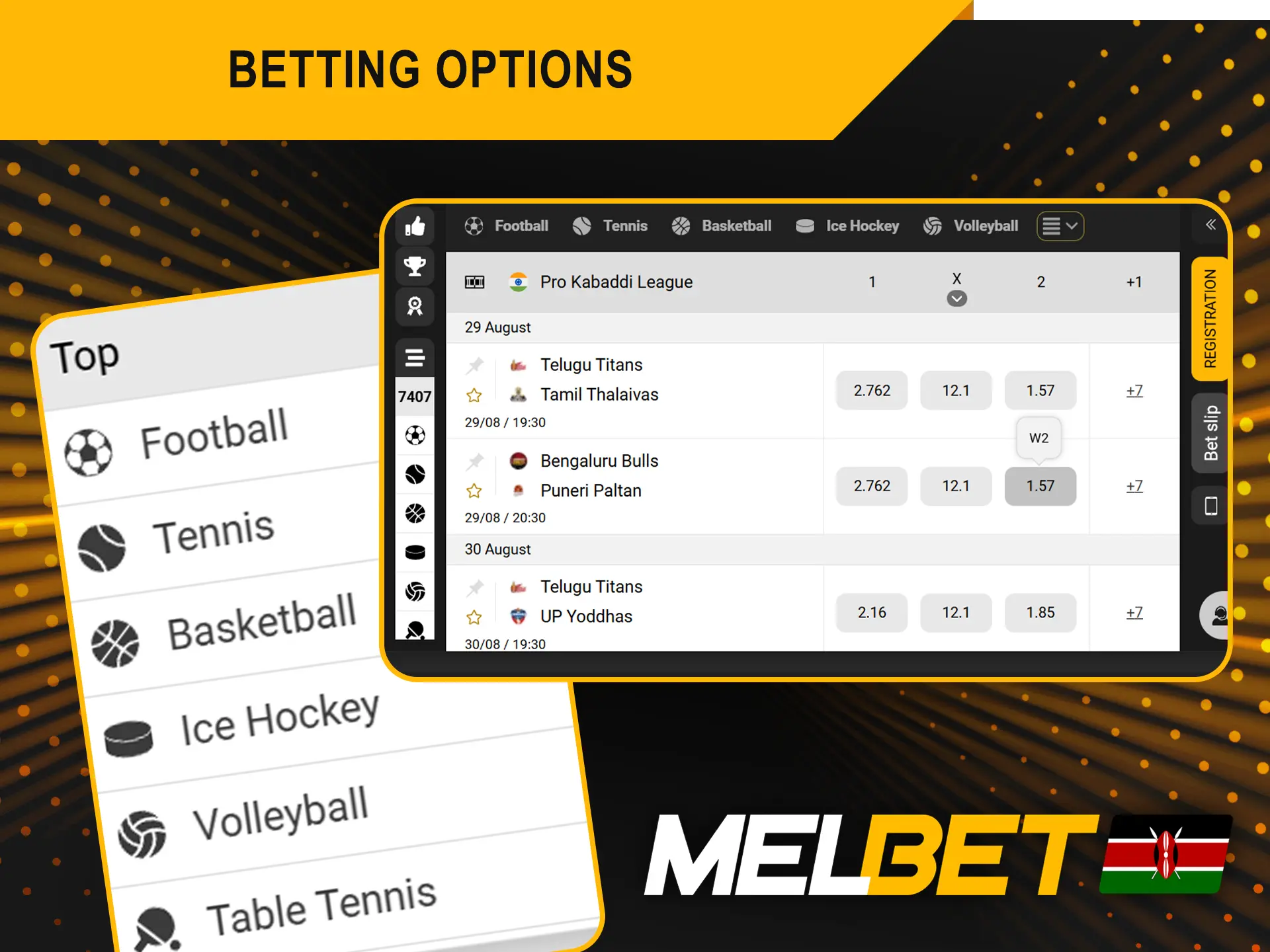 Melbet offers a wide range of sports betting options.
