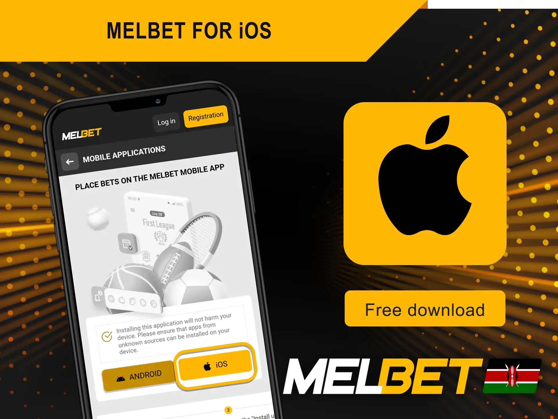 Free download the official Melbet mobile betting app on iOS devices.
