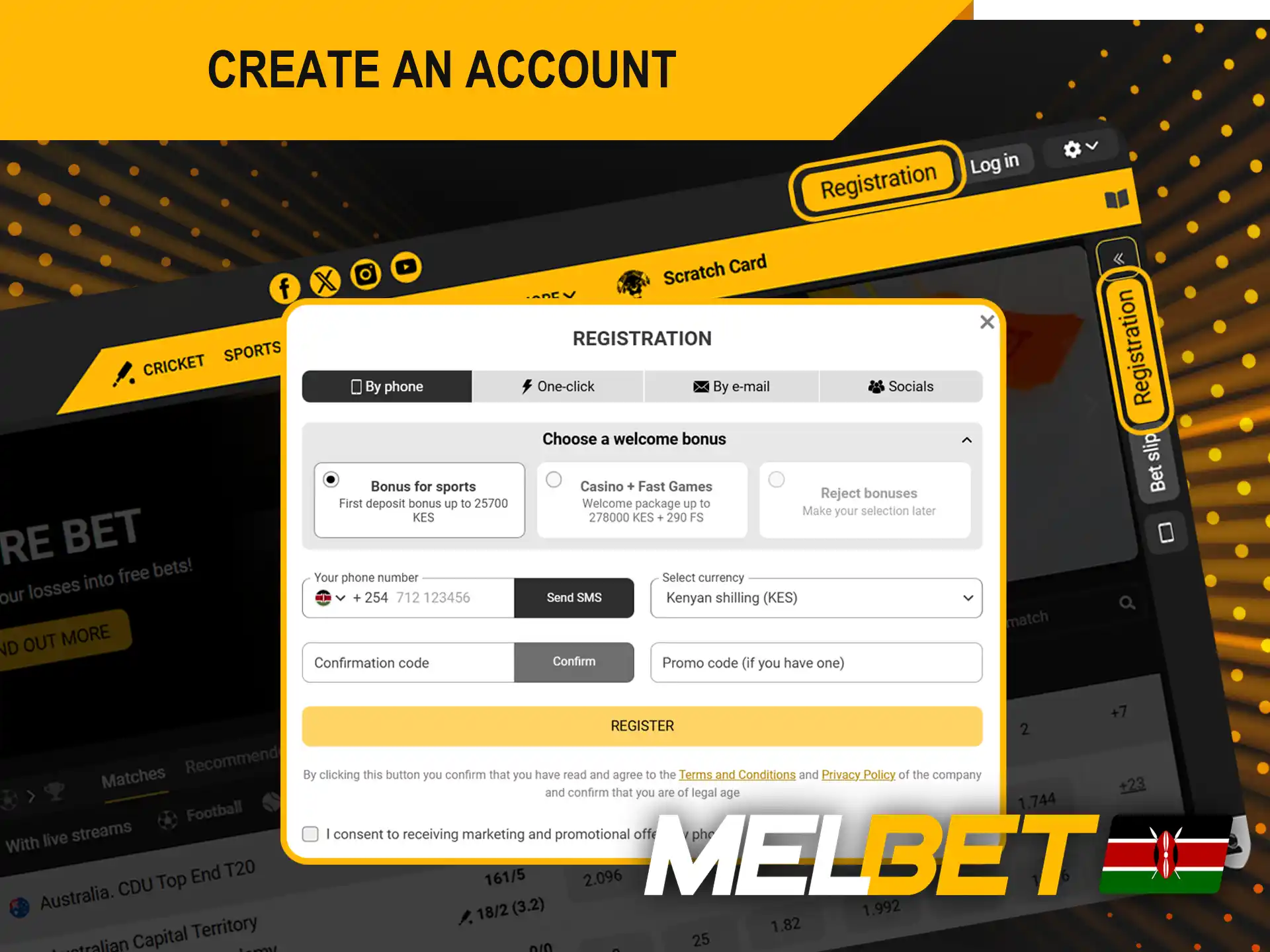 The Melbet registration via app process is nearly identical to registering on the official Melbet website.