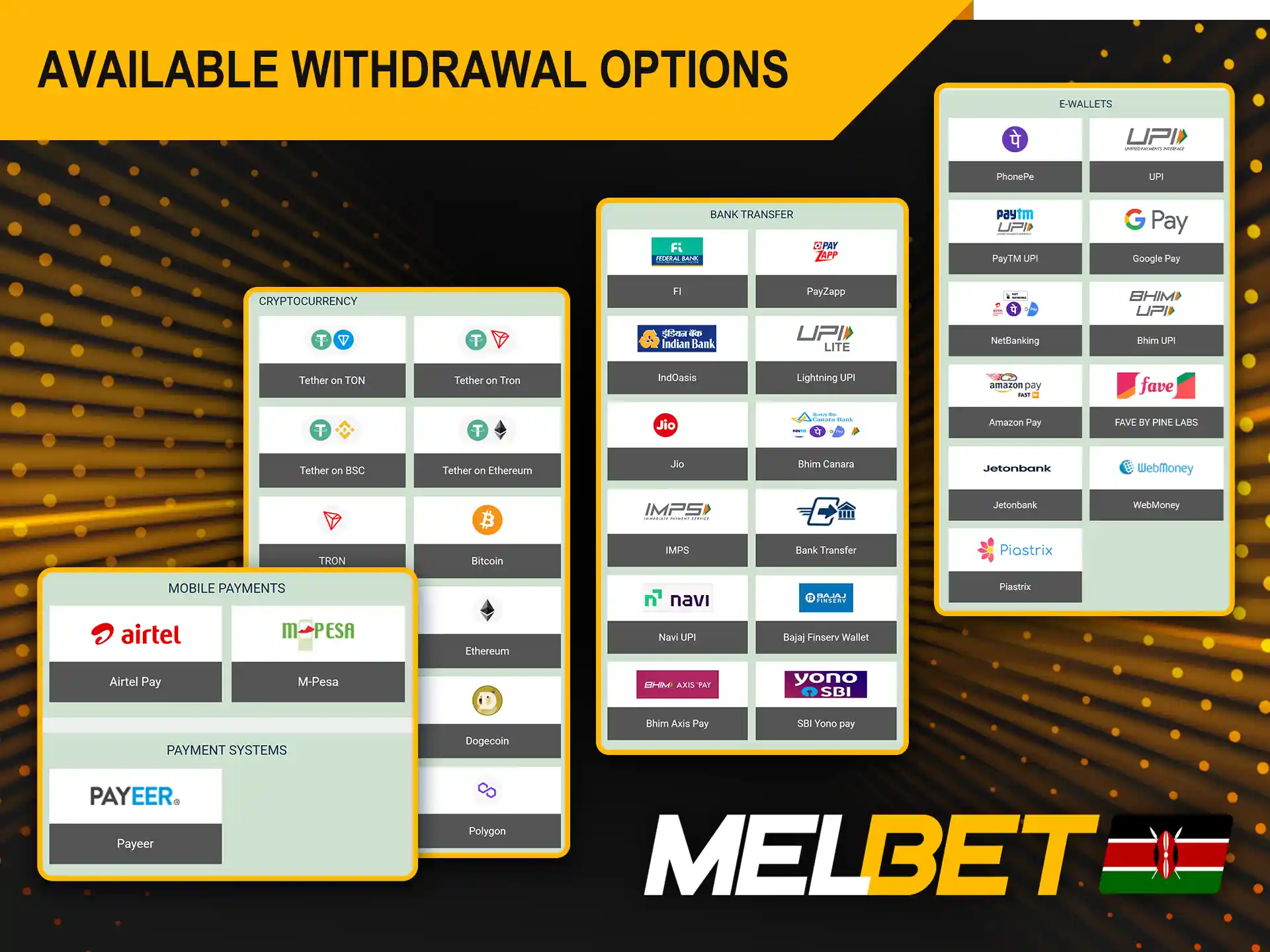 Melbet Kenya offers a wide range of secure withdrawals.