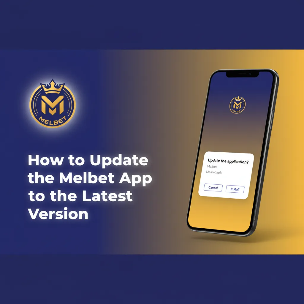 Smartphone with Melbet app and refresh symbol, indicating automatic updates for latest features, fixes, markets, and odds.