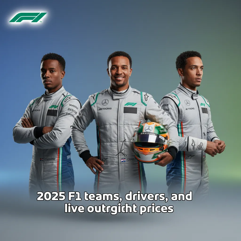 2025 F1 teams and drivers with live outright odds: Red Bull, Ferrari, Mercedes, McLaren, etc.; some seats TBC.