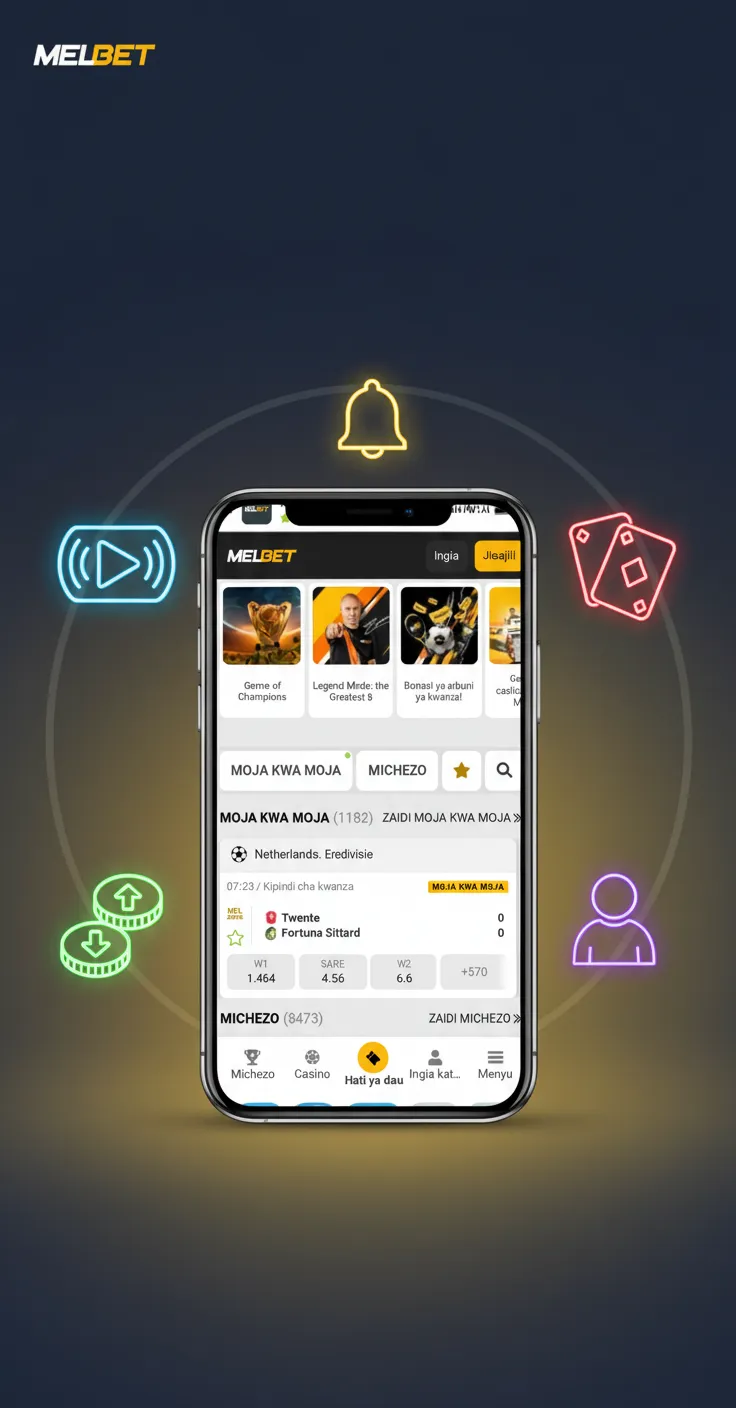 Melbet Kenya app: live betting, casino games, M-Pesa deposits, fast payouts, alerts, live streaming, and account tools.