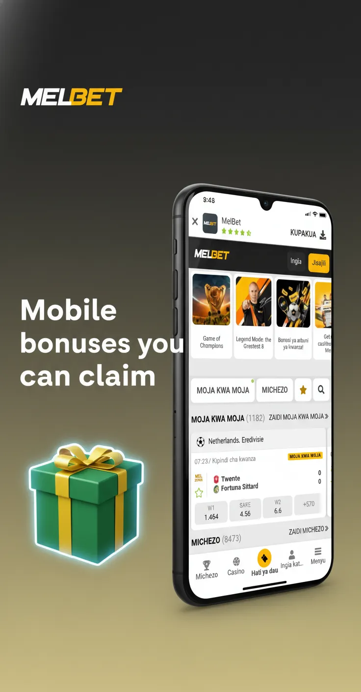 Mobile app screen showing sports 200% welcome up to 25,700 KES and casino up to 278,000 KES + 290 FS, 18+ T&Cs apply.