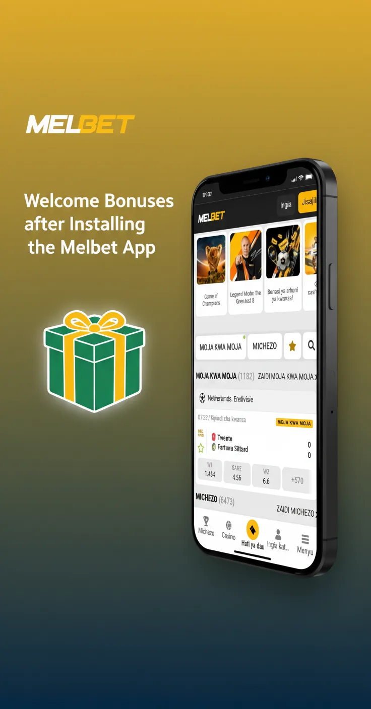 Welcome Bonuses after installing the Melbet app: casino up to 278,000 KES + 290 spins, sports 200% up to 25,700 KES.