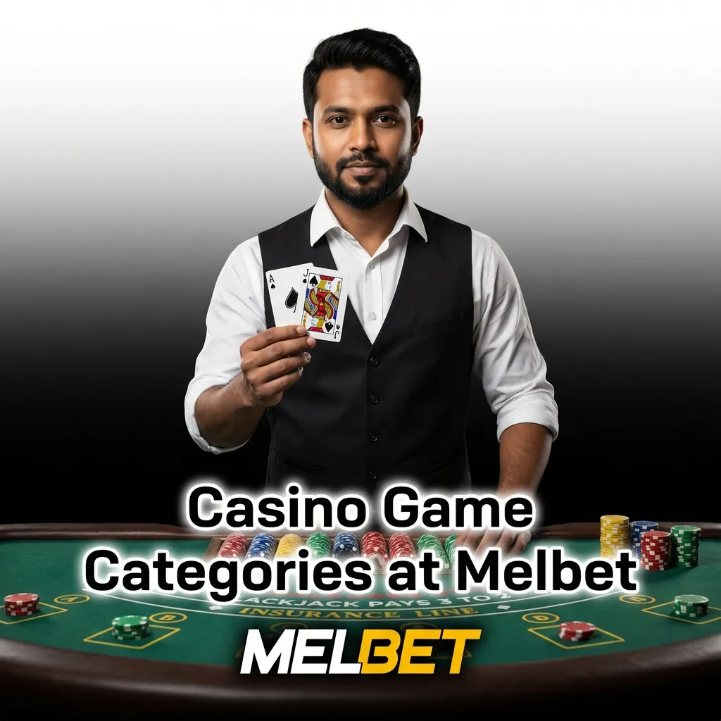 Casino game categories at Melbet showing slots, crash games, table games, video poker, jackpots, and instant win options