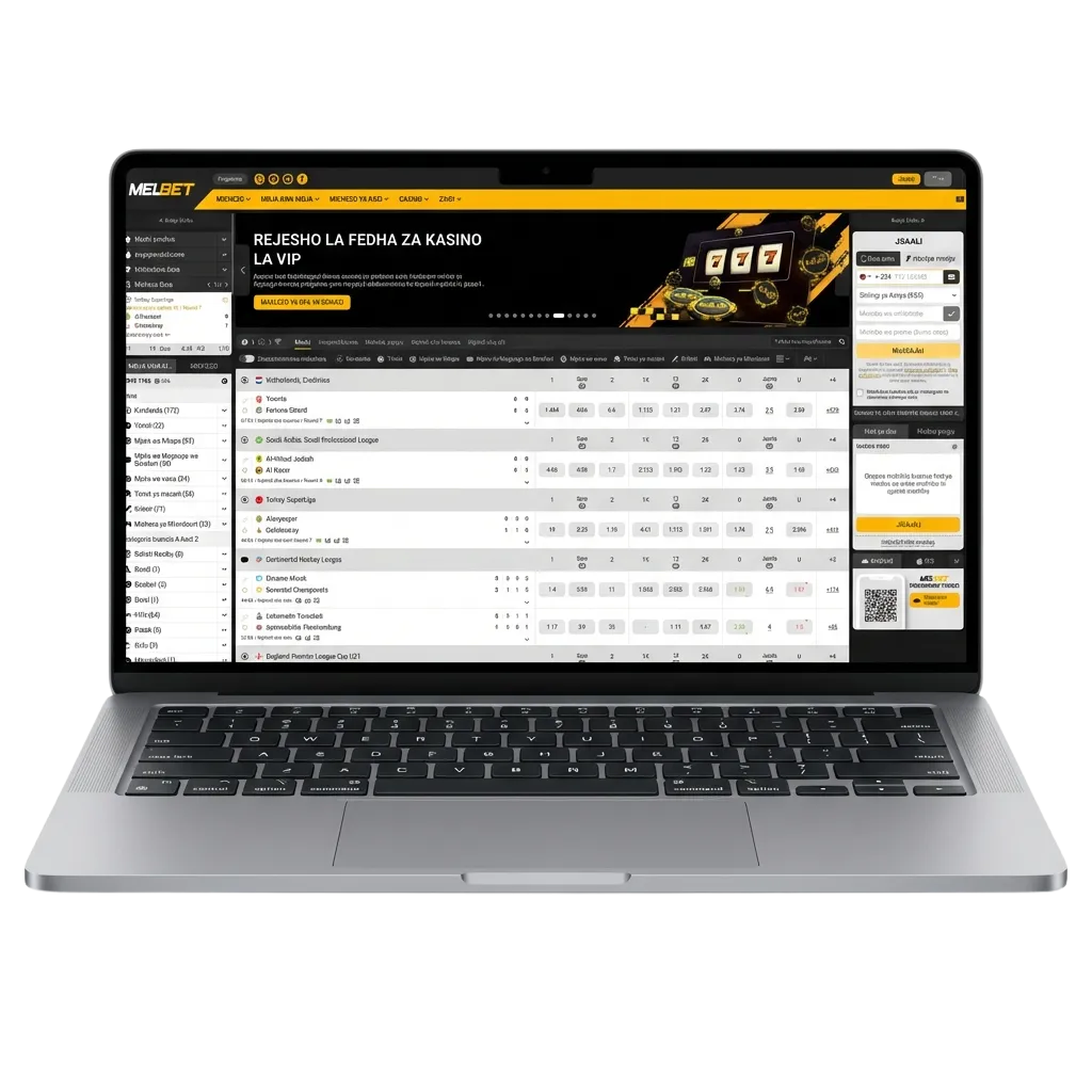 Melbet desktop app interface showing casino games, roulette, and slots on Windows and MacOS computers