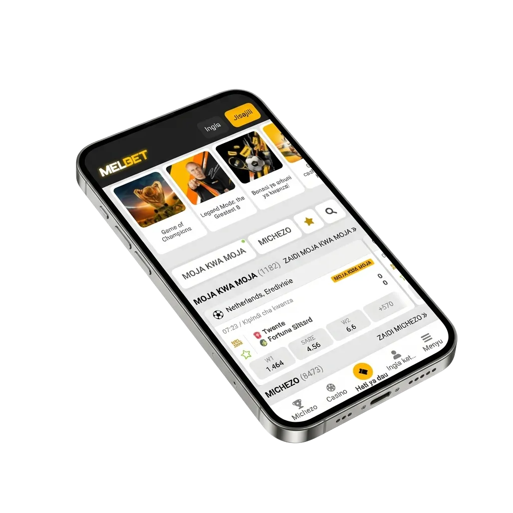 Melbet mobile app download page showing Android APK and iOS options with sports betting and casino features