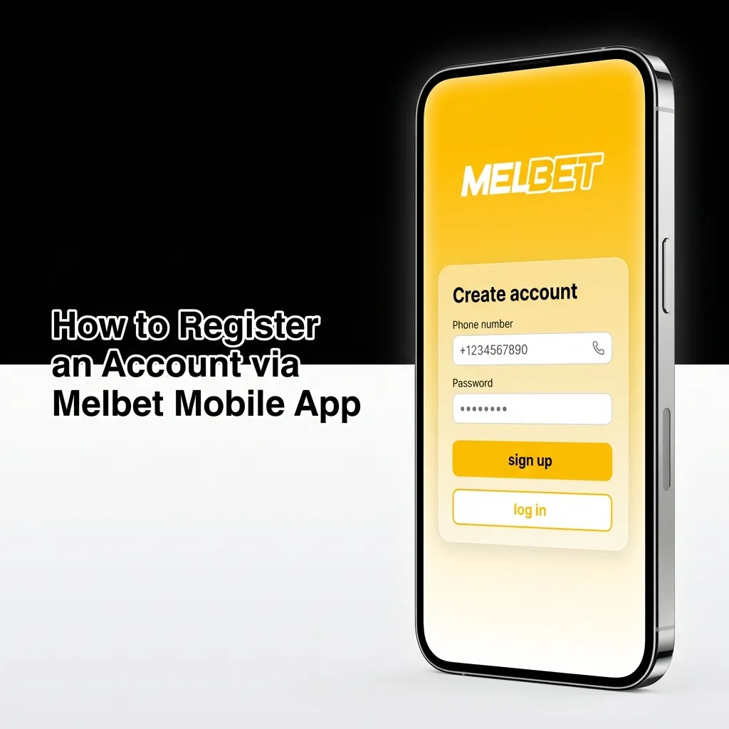 Screenshot showing Melbet mobile app registration screen with sign-up options and form fields