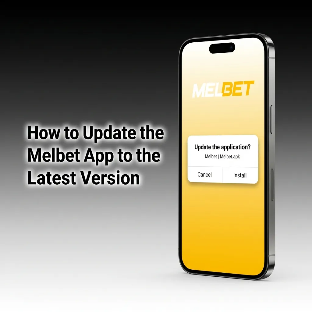 Melbet app icon on smartphone screen showing automatic web-based updates and latest features