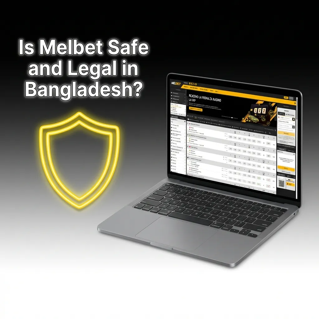 Melbet's Curacao license badge with Bangladesh map, showing SSL encryption lock icon and responsible gaming symbols