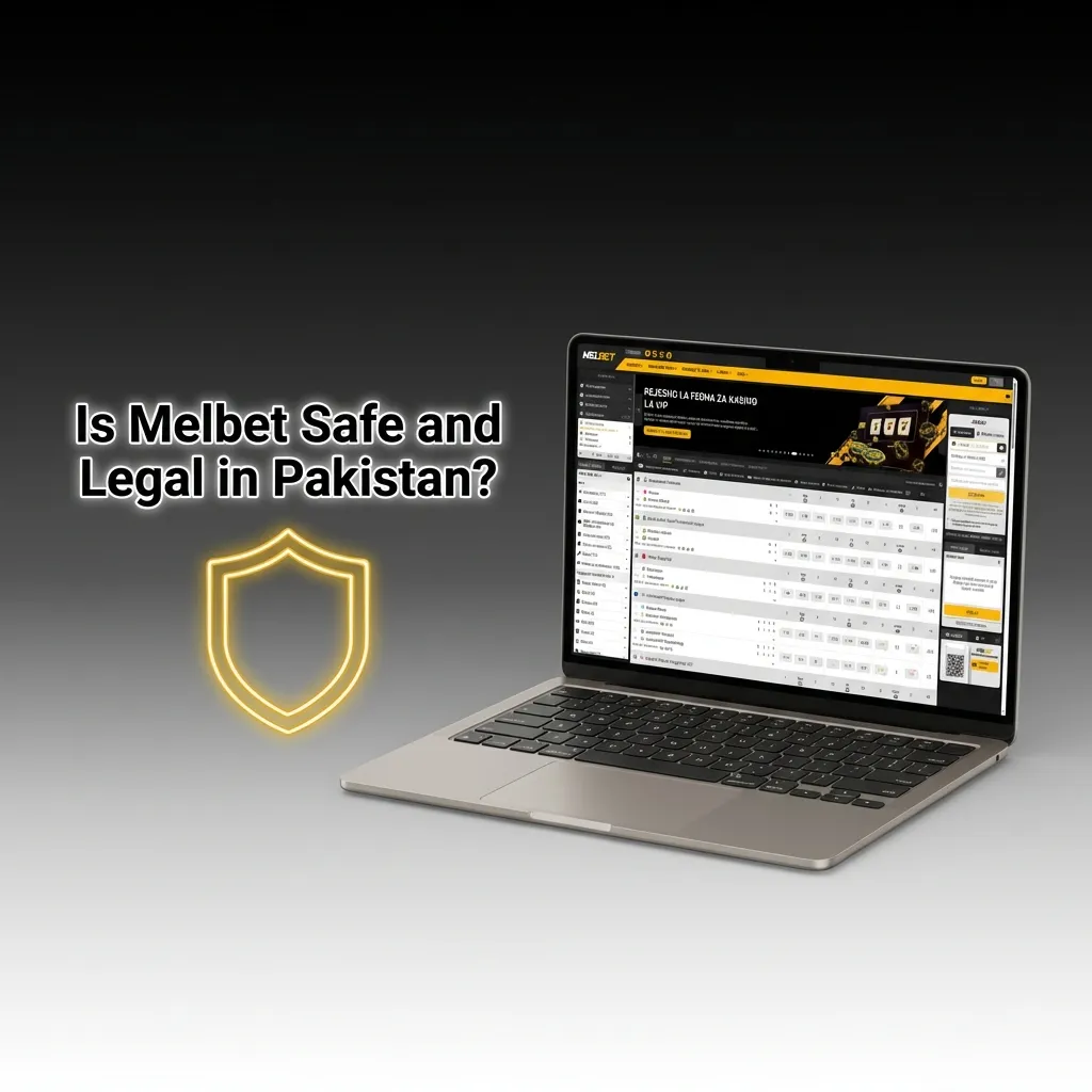 Melbet logo with Curaçao license badge and security shield icon, representing safe and legal online betting in Pakistan