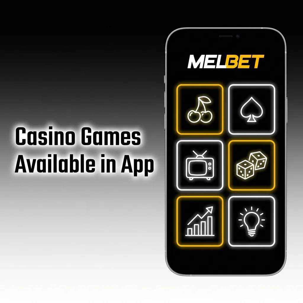 Melbet app casino games including slots, table games, and live dealer options from top providers