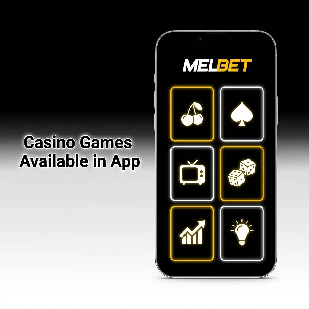 Melbet casino app interface displaying variety of games including slots, live dealer tables, and instant win options