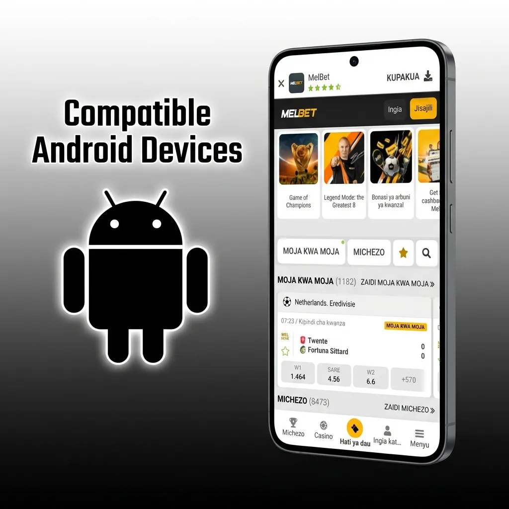 List of compatible Android smartphone models including Samsung, Xiaomi, OPPO, Vivo, Realme, Infinix, and Tecno devices