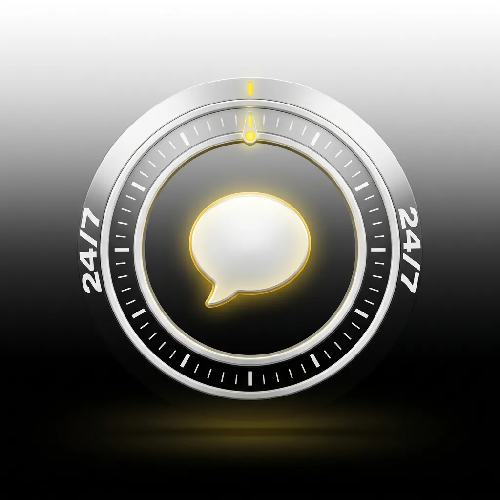 Live chat support interface showing 24/7 customer service availability with instant messaging for urgent assistance