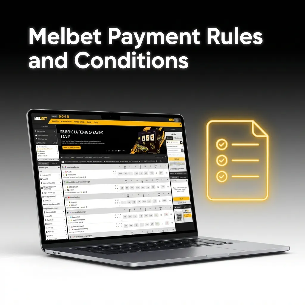 Checklist document showing Melbet payment rules including verification, withdrawal policies, and currency conversion requirements
