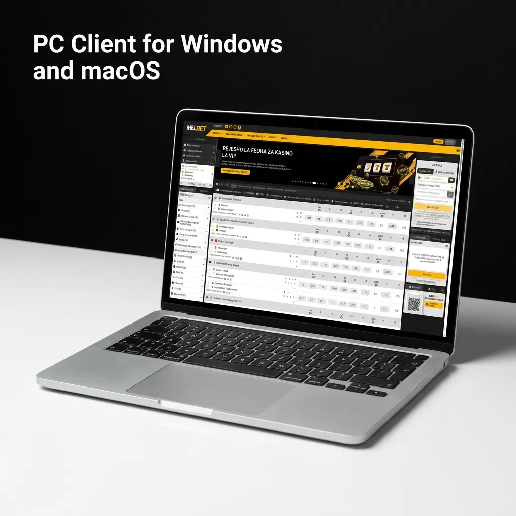 Melbet website interface showing browser-based platform accessible on Windows and macOS computers