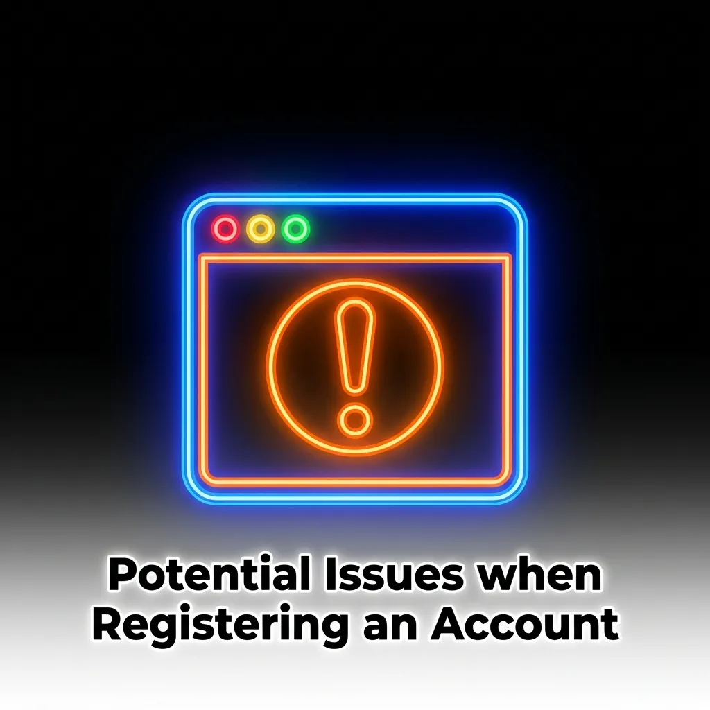 Troubleshooting guide showing common account registration problems and their solutions in a list format