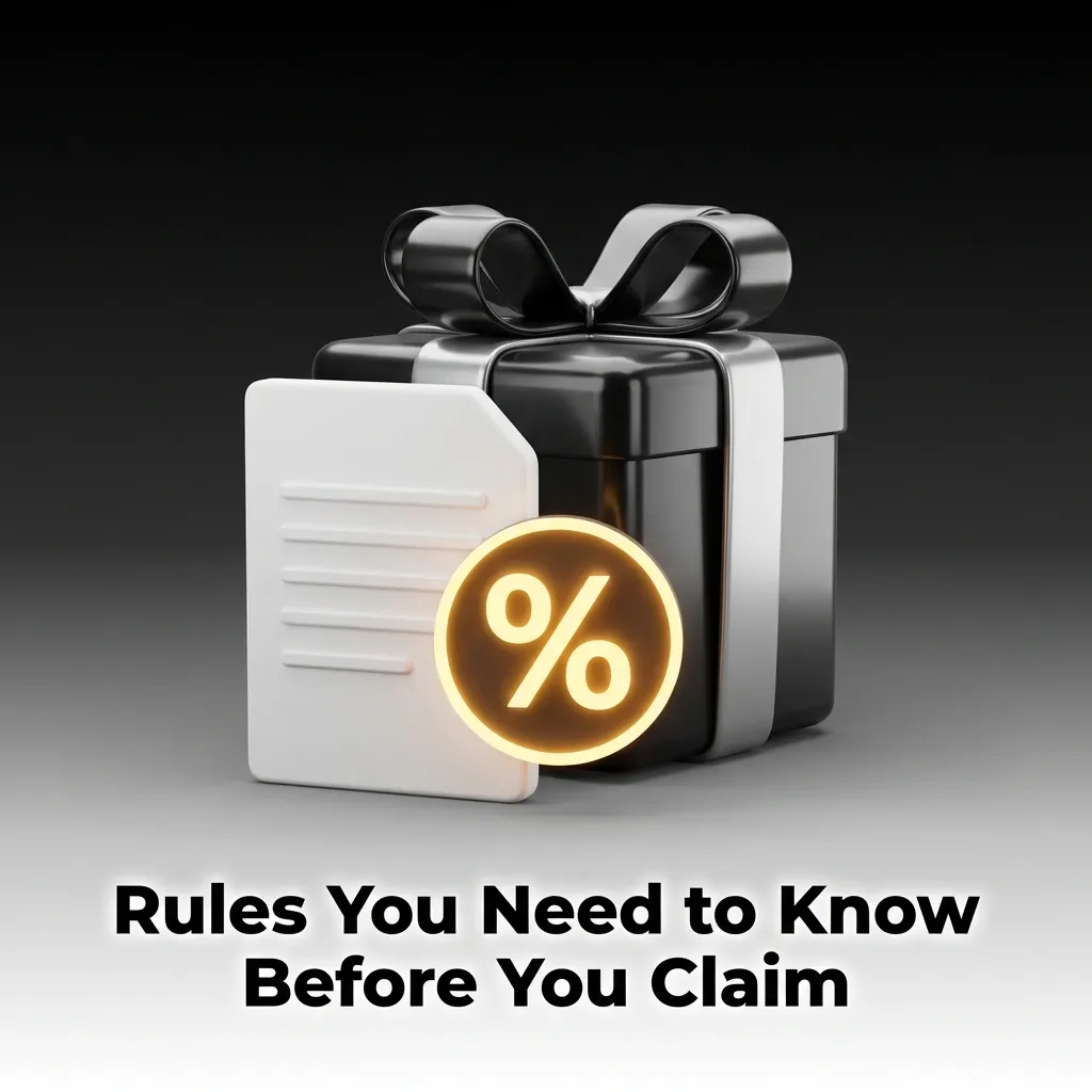 Betting bonus rules infographic showing deposit requirements, wagering conditions, and eligibility criteria for new users