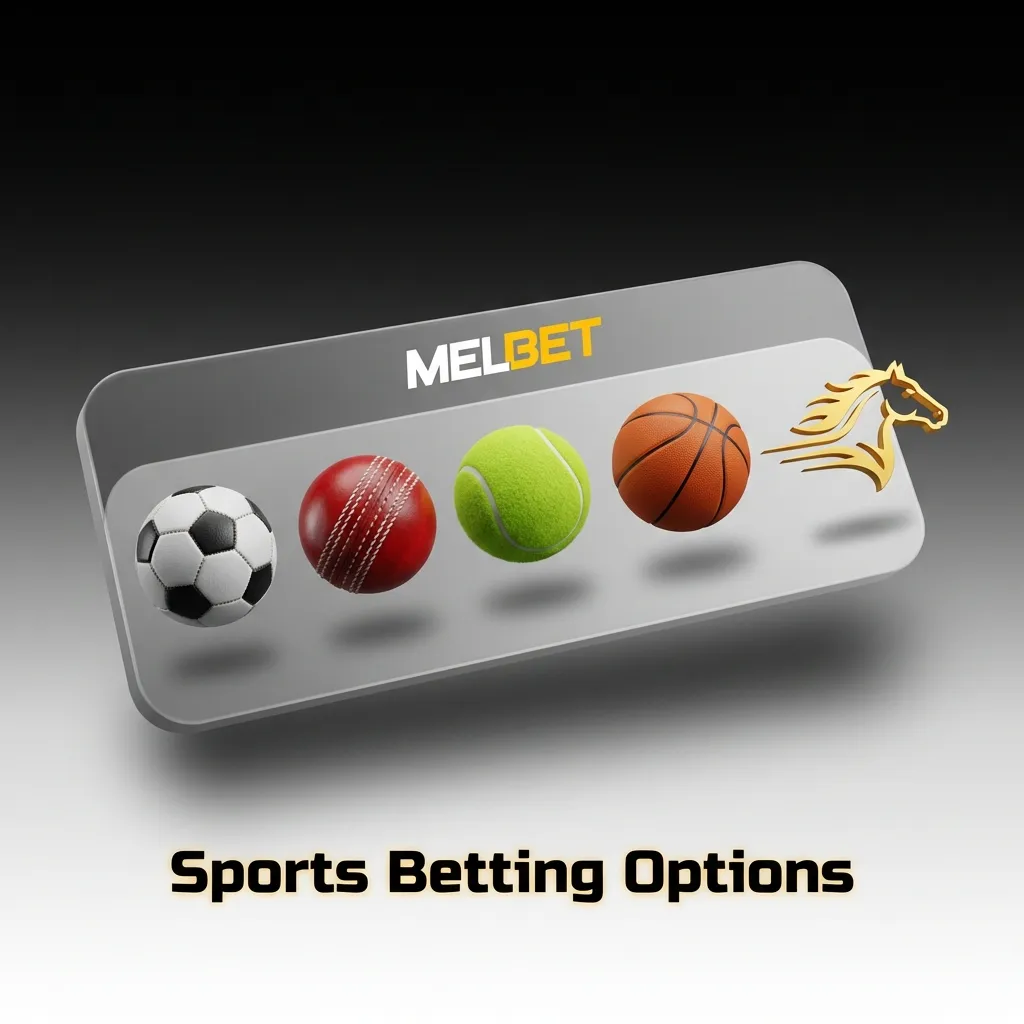 Melbet sports betting interface showing 40+ sports options including cricket, football, kabaddi, and esports markets