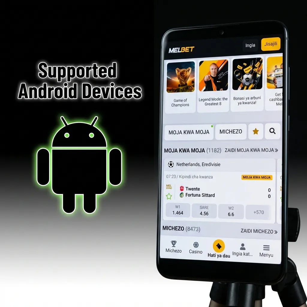 Android smartphones displaying various popular models compatible with Melbet PWA including Samsung, OnePlus, and Xiaomi devices