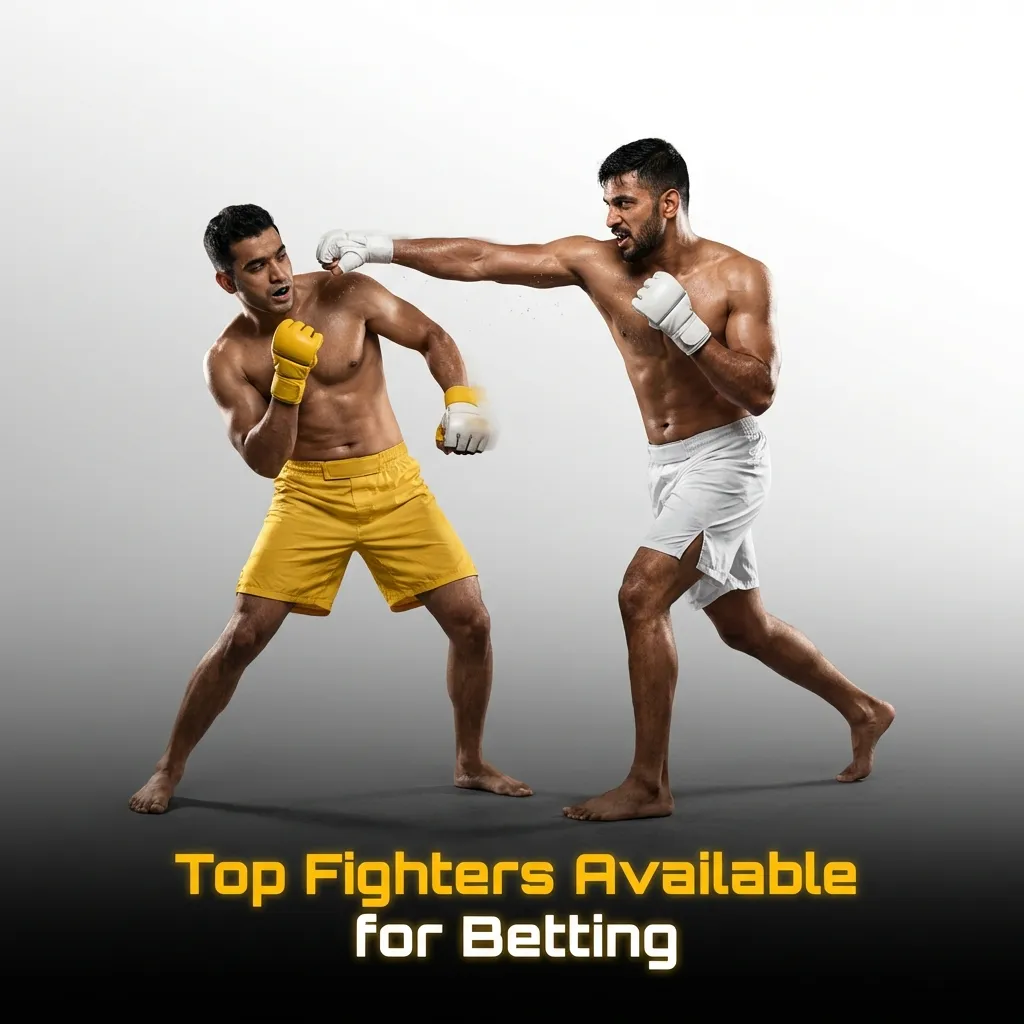 Top MMA fighters including Islam Makhachev, Alex Pereira, and Jon Jones available for sports betting on various fight markets.