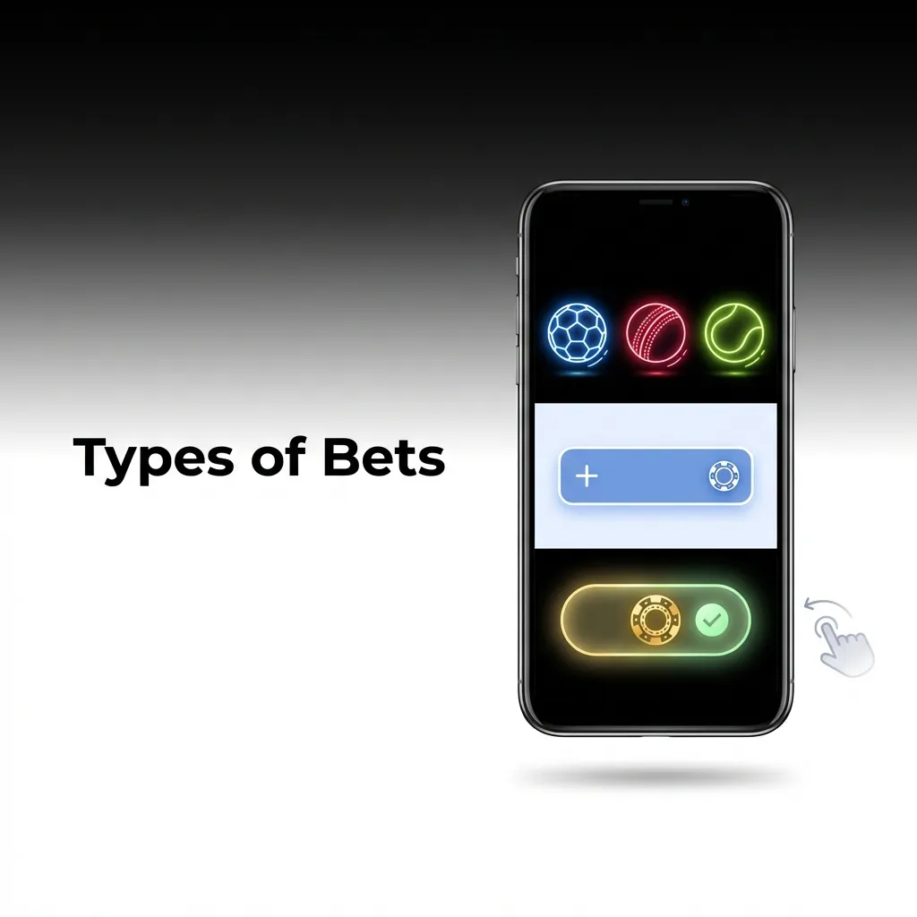 Diagram showing three betting types: Single Bet, Express Bet, and System Bet with risk levels and payout structures.