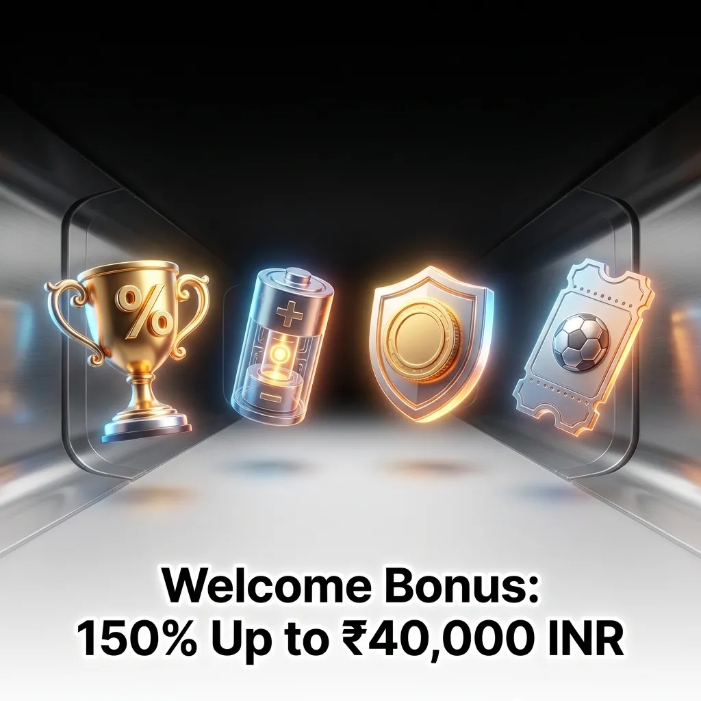 150% welcome bonus up to ₹40,000 INR for new users on first deposit with 5x wagering requirement on football bets