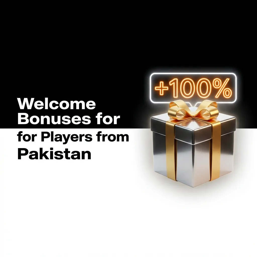 Pakistani players claiming 100% match welcome bonuses for sports betting and casino games with wagering requirements