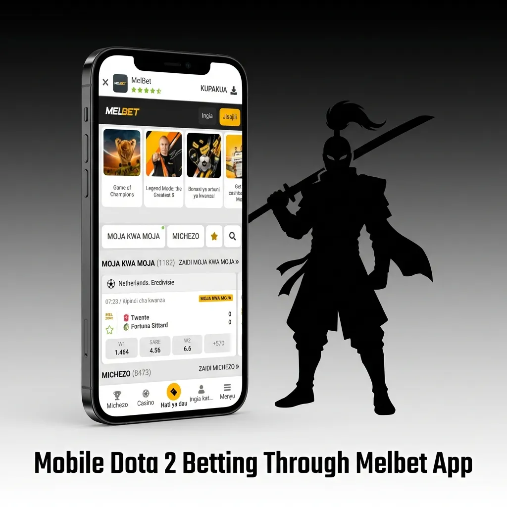 Melbet mobile app interface showing Dota 2 esports betting options and live match odds on smartphone screen