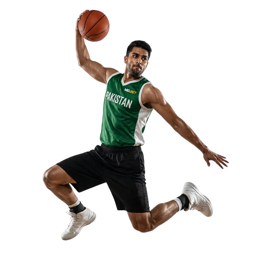 Basketball betting on Melbet showing NBA, EuroLeague odds with live markets and welcome bonus for Pakistan users
