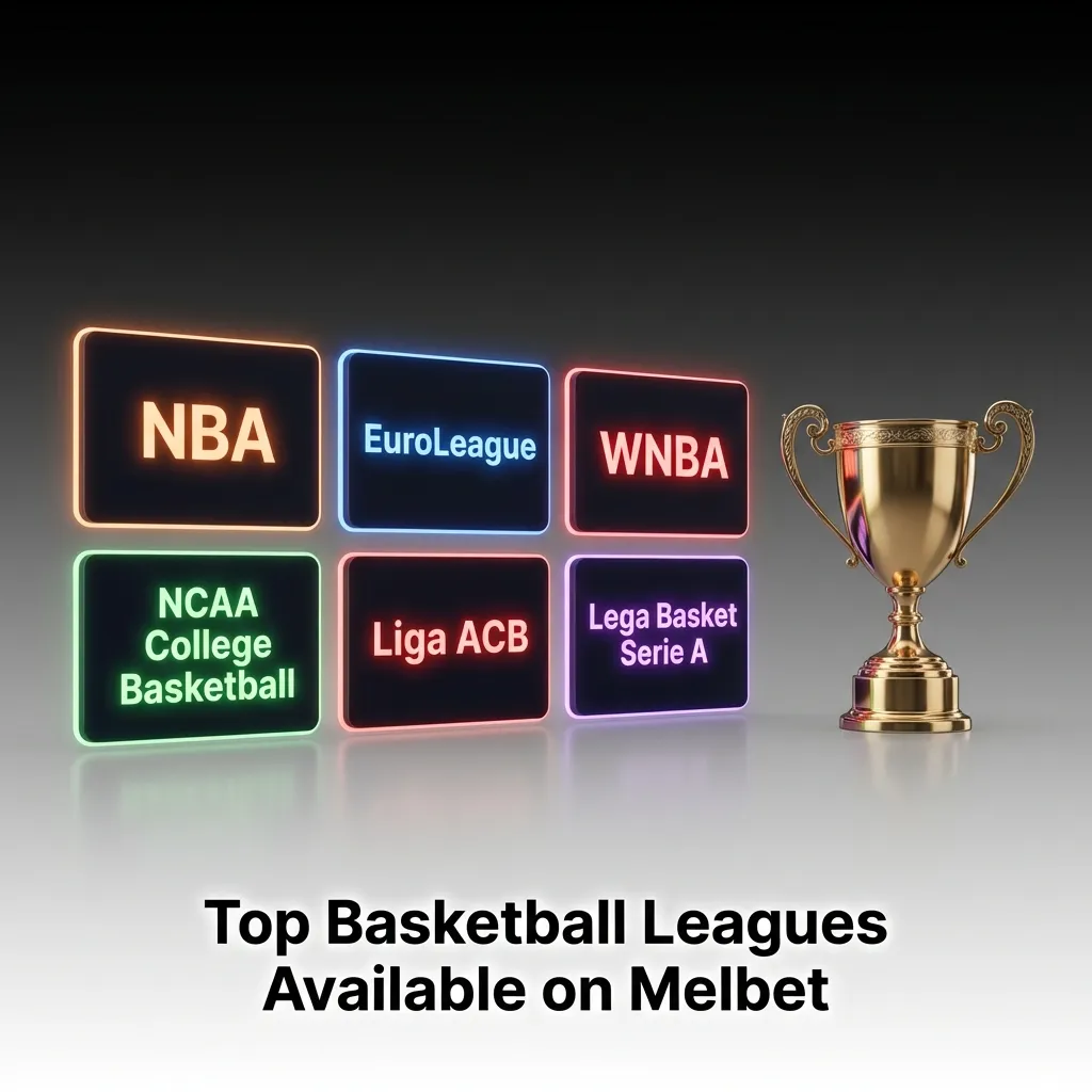 Basketball leagues available for betting on Melbet including NBA, EuroLeague, FIBA World Cup, CBA, and NCAA tournaments